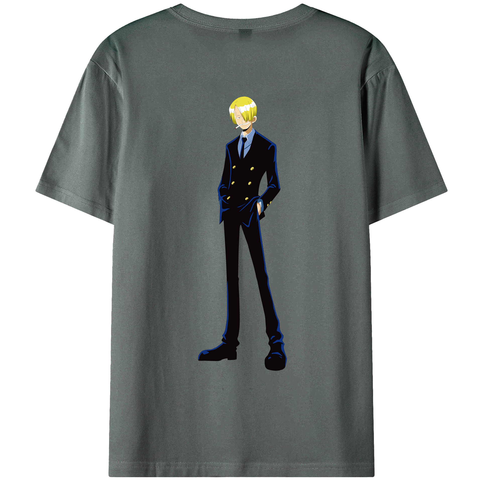 （画像用） ワンピース サンジ ONE PIECE Sanji 綿100％ メンズ半袖Tシャツ（バックプリント） 通気性